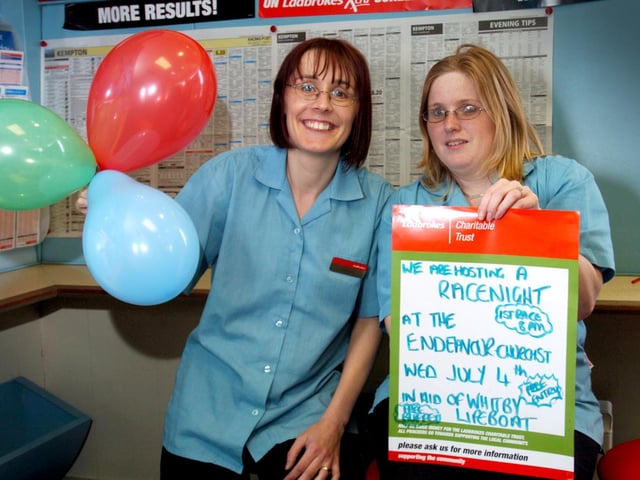Ladbroke's staff organise a charity race night at The Endeavour pub in aid of Whitby RNLI. Pictured are Debbie Coates and Hannah Allen.