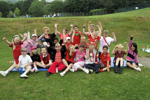 Some of the pupils taking part in Hinderwell Primary School's KS2 sports day.