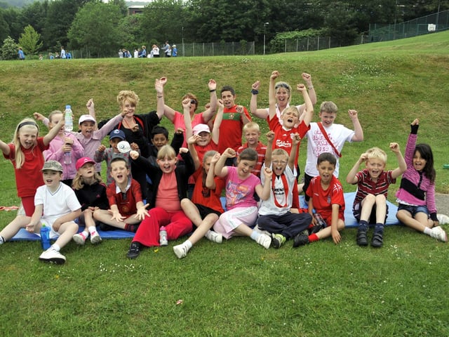 Some of the pupils taking part in Hinderwell Primary School's KS2 sports day.