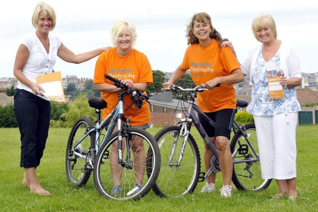 Sponsored cyclists, from second left, Mandy Dowson and Jo Richardson, pictured with Sue Winspear, left, and Karen Lyth.