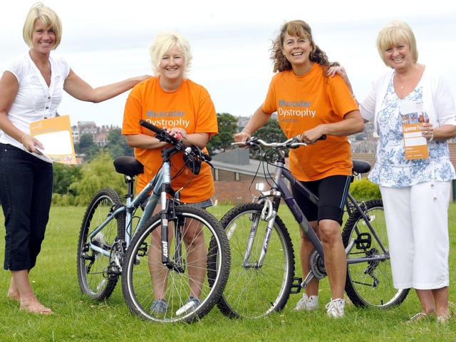 Sponsored cyclists, from second left, Mandy Dowson and Jo Richardson, pictured with Sue Winspear, left, and Karen Lyth.