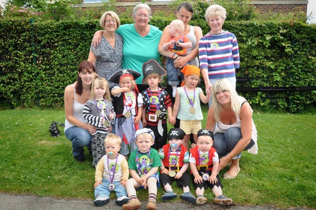 Children from the play centre on Link Walk, Eastfield, dress as pirates to take part in a sponsored toddle for Barnardo's.