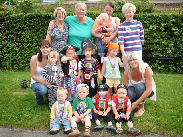 Children from the play centre on Link Walk, Eastfield, dress as pirates to take part in a sponsored toddle for Barnardo's.