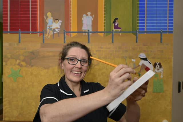 Karen Wheelhouse has produced an artwork display at Cross Lane Hospital.