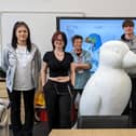 Yasmin Bell, Summer Sargent, artist Saffron Waghorn, Brandon Hunter, tutor Jonathon Hobson, and Jaime Skelcher.
