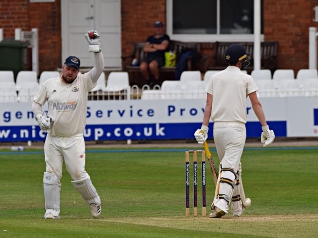 Scarborough CC 2nds' Brad Milburn departs for a superb 78