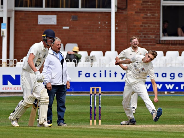 Adam Ingram bowling for South Holderness