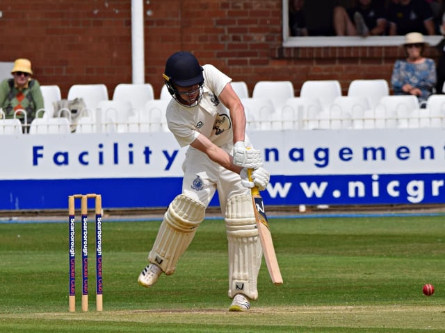 Fancy footwork from Scarborough CC 2nds batter Brad Milburn