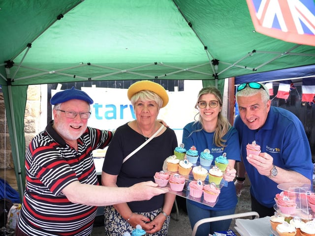 Scarborough Rotary cake stall with Ian Holland, Judith Goode, Eleanor Wood and dad Nigel Wood.