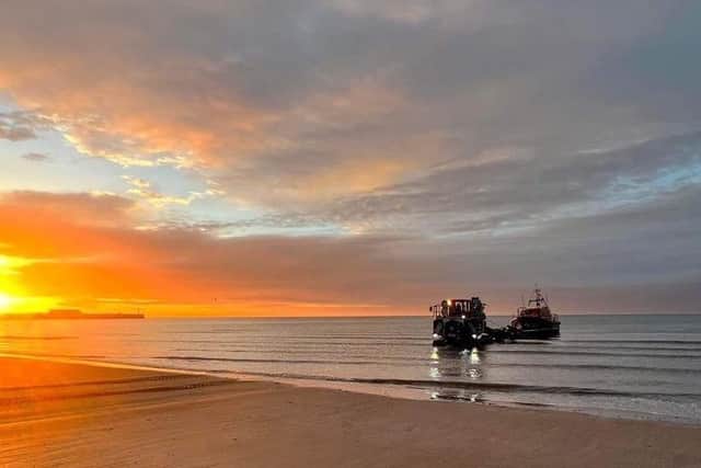 The Bridlington lifeboat arrived back on the beach at 6.32am on Saturday morning. Photo courtesy of Daryl Ashby/RNLI