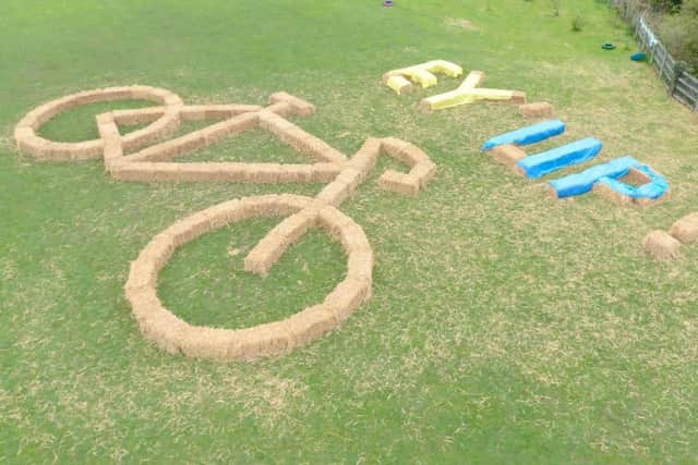 Great North Yorkshire land art from a previous cycling event.