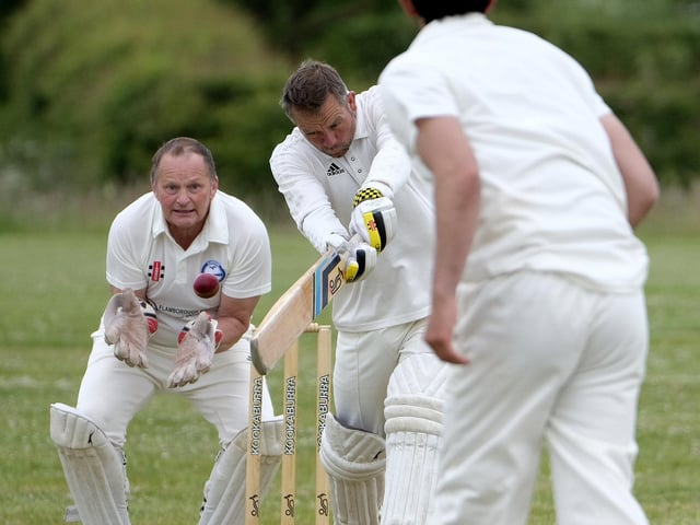 Flamborough keeper Mark Abrams waits to claim the ball
