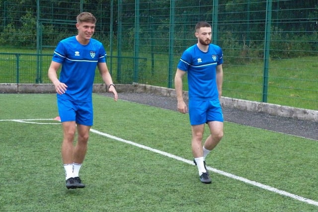 Soni Fergus, left, and Brad Fewster in training with Whitby Town
