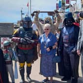 Scarborough Garrison cosplayers during the RNLI fundraising collection.