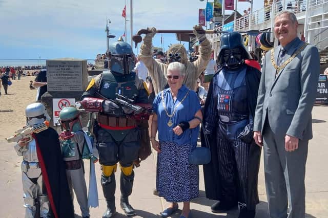 Scarborough Garrison cosplayers during the RNLI fundraising collection.