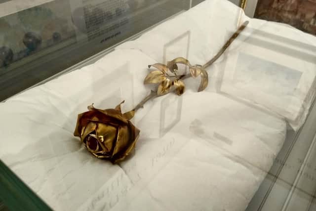 The Peace Rose on display at Whitby's Pannett Art Gallery.