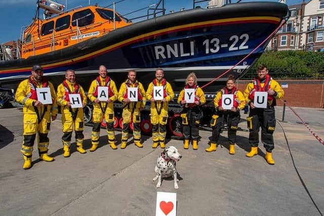 The Bridlington RNLI volunteer crew thanks everyone who supported the maritime and general auction. Photo: Mike Milner/RNLI