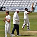Scarborough CC 2nds all-rounder Prince Bedi celebrates his ton against Driffield Town 2nds on Sunday

Photos by Simon Dobson