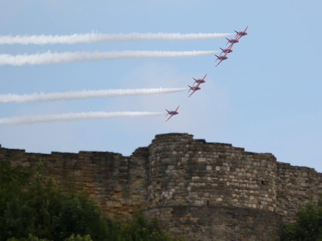 Red Arrows over Scarborough Castle