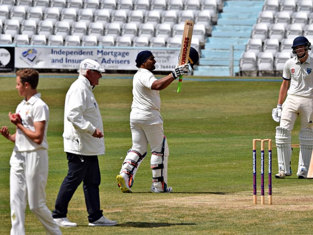 Prince Bedi celebrates his third century of the season