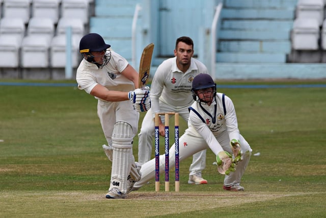 Scarborough CC 2nds' Ed Hopper hits out against Driffield Town CC 2nds