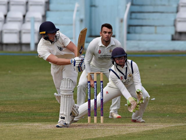 Scarborough CC 2nds' Ed Hopper hits out against Driffield Town CC 2nds