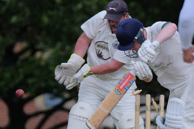 Malton & Old Malton CC 3rds batsman John Lay is clean-bowled by Scarborough CC 3rds bowler Paul Melling for 36
Photos by Richard Ponter