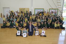 Pupils and staff at Burlington Infants School celebrate a ‘good’ Ofsted report back in 2015. Do you recognise any of the people featured in the picture, taken by photographer Paul Atkinson. (pa1529-14b)