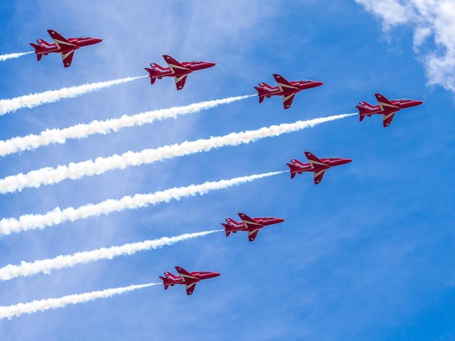The Red Arrows made for a cracking, if brief, sight on a clear day, over Whitby.