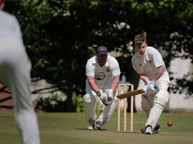 Ollie Varey in batting action for Malton & Old Malton 3rds