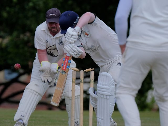 Malton & Old Malton 3rds all-rounder John Lay is clean-bowled by Scarborough CC 3rds' Paul Melling for 36 runs