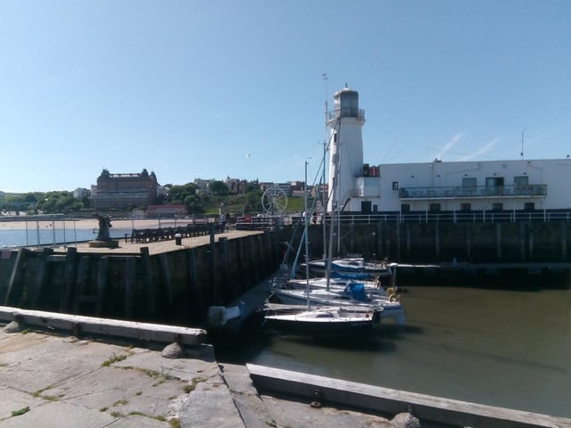 Scarborough lighthouse and The Grand.