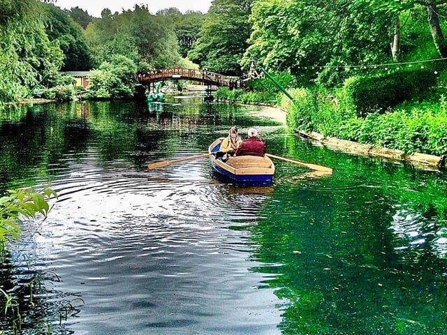 Rowing in Peasholm Park.