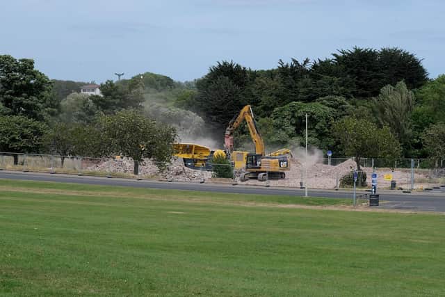 The former North Bay swimming pool demolition nears completion.