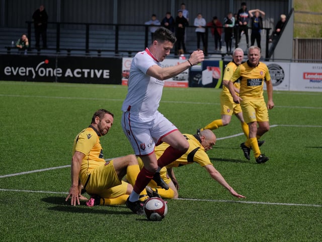 Action from the Legends match
