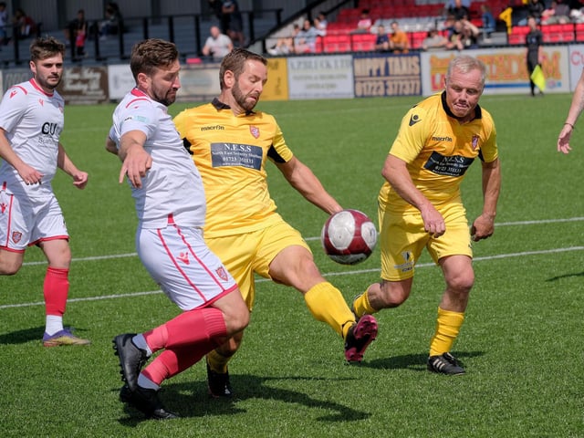 Action from the Legends match
