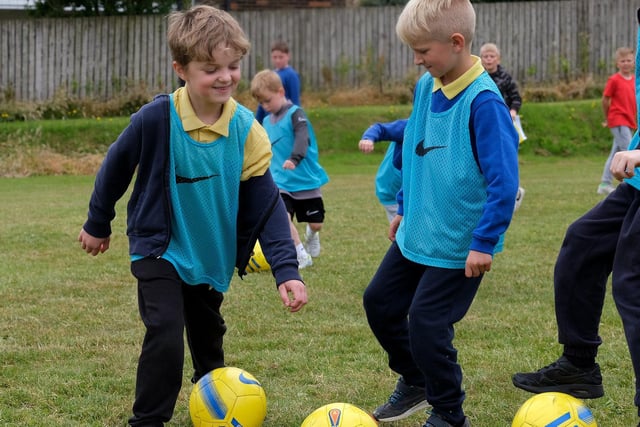 The students test their footballing skills