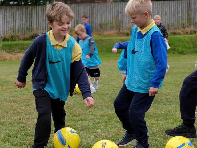 The students test their footballing skills
