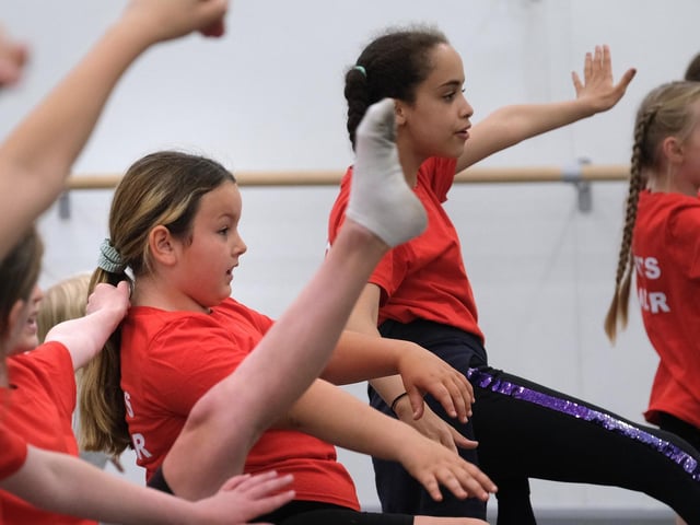 The primary school pupils enjoy the sports fun at Scarborough Sixth Form College