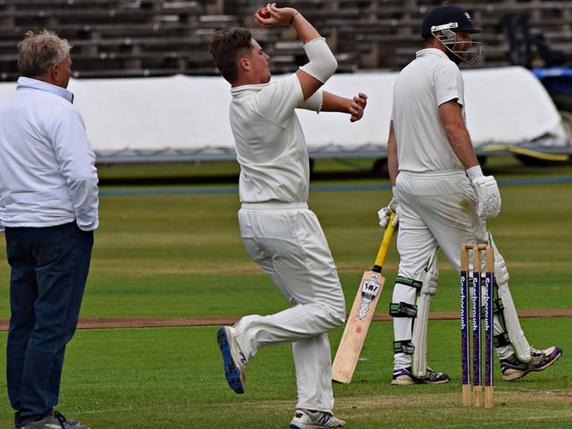 Ed Hopper in bowling action for Scarborough