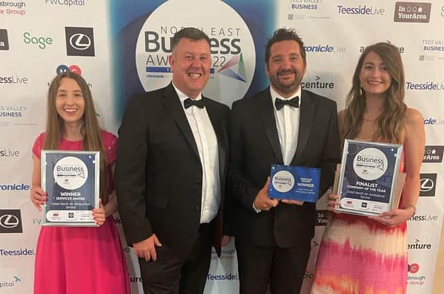 Pr officer Araminta Hartley, CEO David Stockton, paramedic Gordon Ingram and marketing manager Ashleigh Chapman at the North East Business Awards