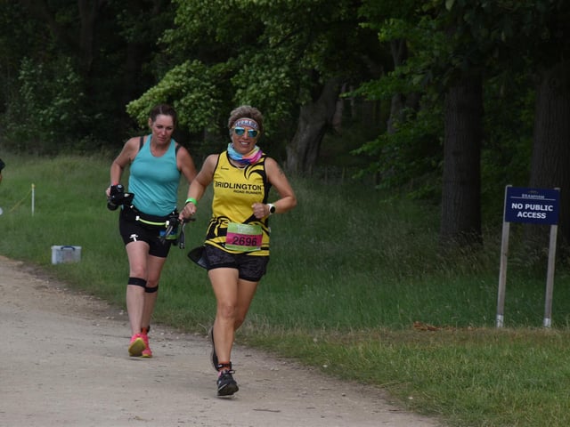 Bridlington Road Runners' Jane Welbourn, left, and Dominique Webster at Enduro24 2022 at Bramham Park