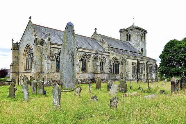 A modern day photograph of All Saints Church in Rudston. Image courtesy of Aled Jones