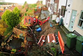 The landslide on Aelfleda Terrace.