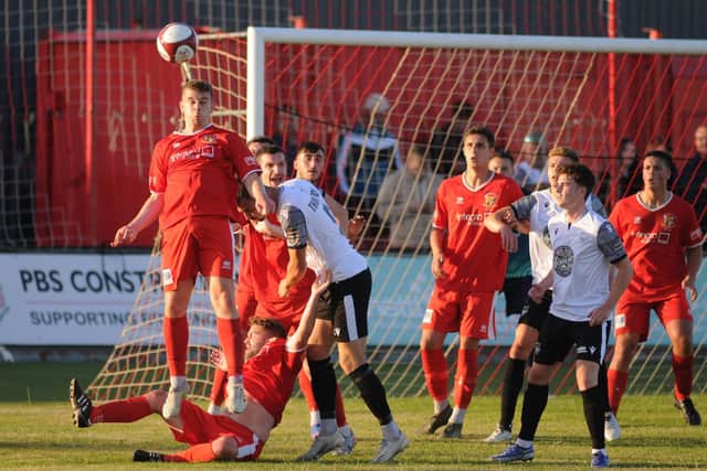 Bridlington Town defend a Boro corner
Photos by Dom Taylor