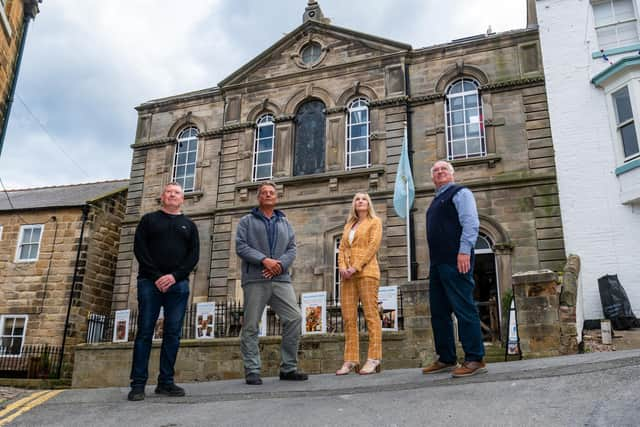 Trustee of the charity (left to right) David Linley (Endeavour guest house owner and Chairman of the Trustees), David Milnes (Owner of the Staithes art gallery), Caroline Hawley (Auctioneer and antique dealer of BBC1 Flog It! fame), and Colin Pyrah OBE (Heritage and museum consultant). Val Lake (not pictured) is also a trustee.