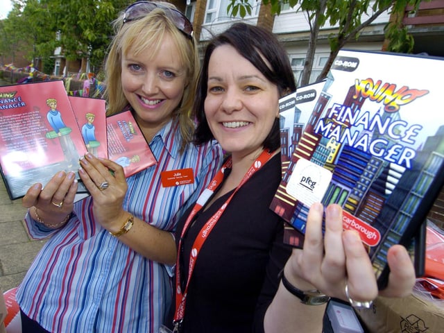 At Eastfield Carnival Julie Barker, left, and Alison Tod introduce their interactive computer game on the Scarborough Building Society stall.