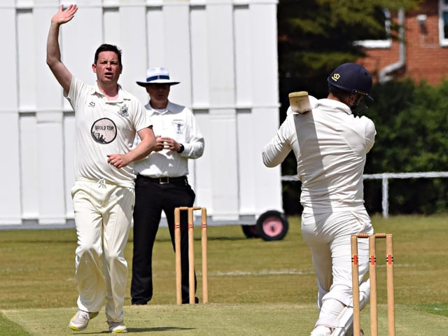 Scarborough CC's Guy Emmett goes past the outside edge