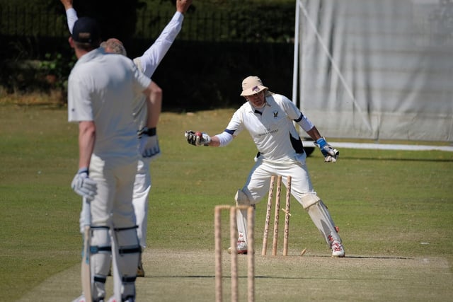 Tom Hiley is run-out for Wykeham 3rds