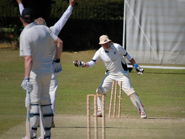 Tom Hiley is run-out for Wykeham 3rds